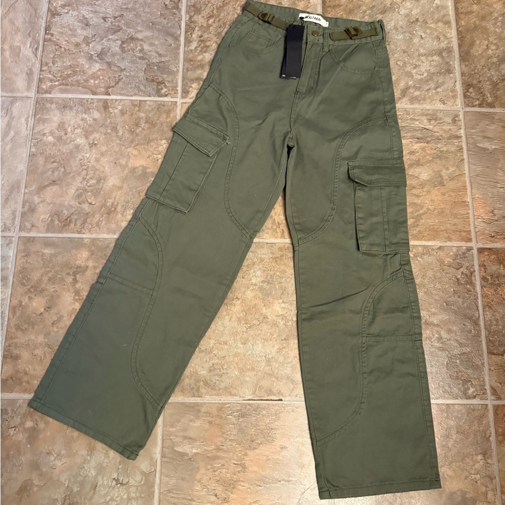 REALTAKI NEW NWT Olive Green Cargo Mens Pants - Picture 2 of 4
